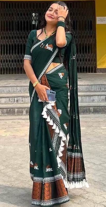 dharmanandan impex Woven Mekhela Chador Cotton Blend Saree-picture-10