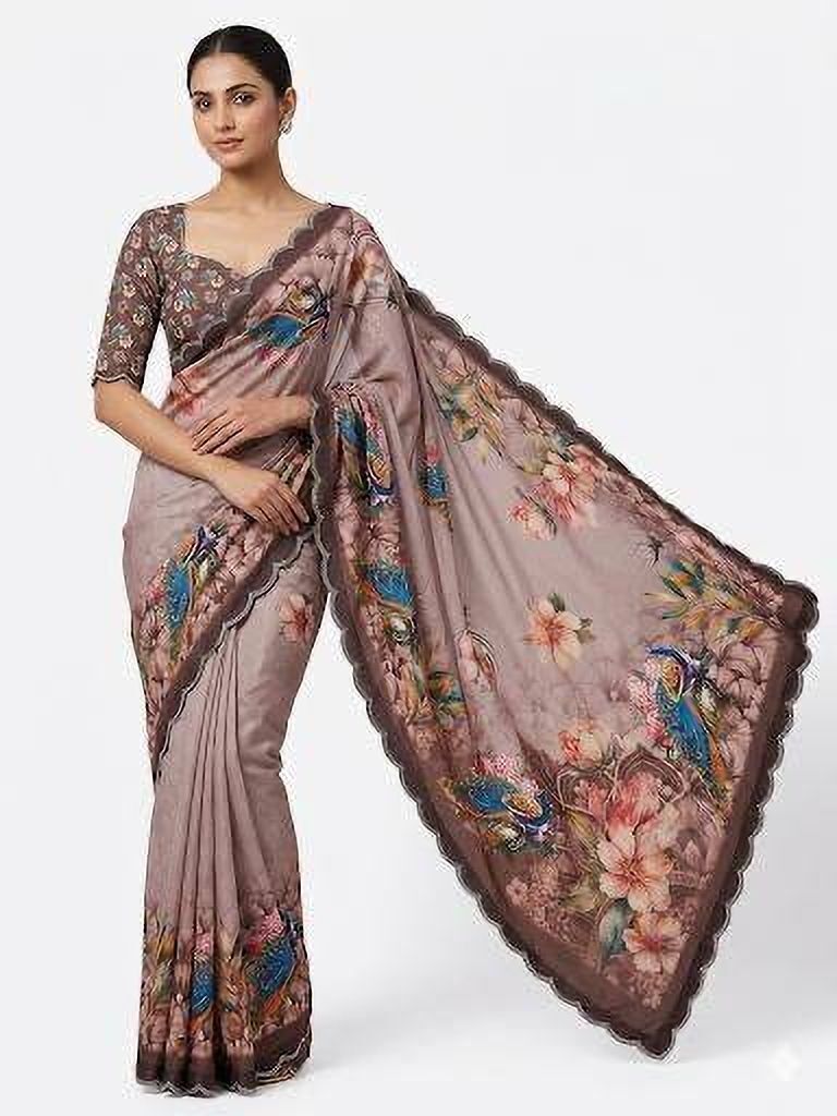 houseofcommon Embroidered Bollywood Silk Blend Saree-picture-18