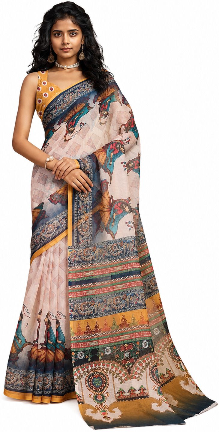 be in texo fab Digital Print Bollywood Linen Saree-picture-45