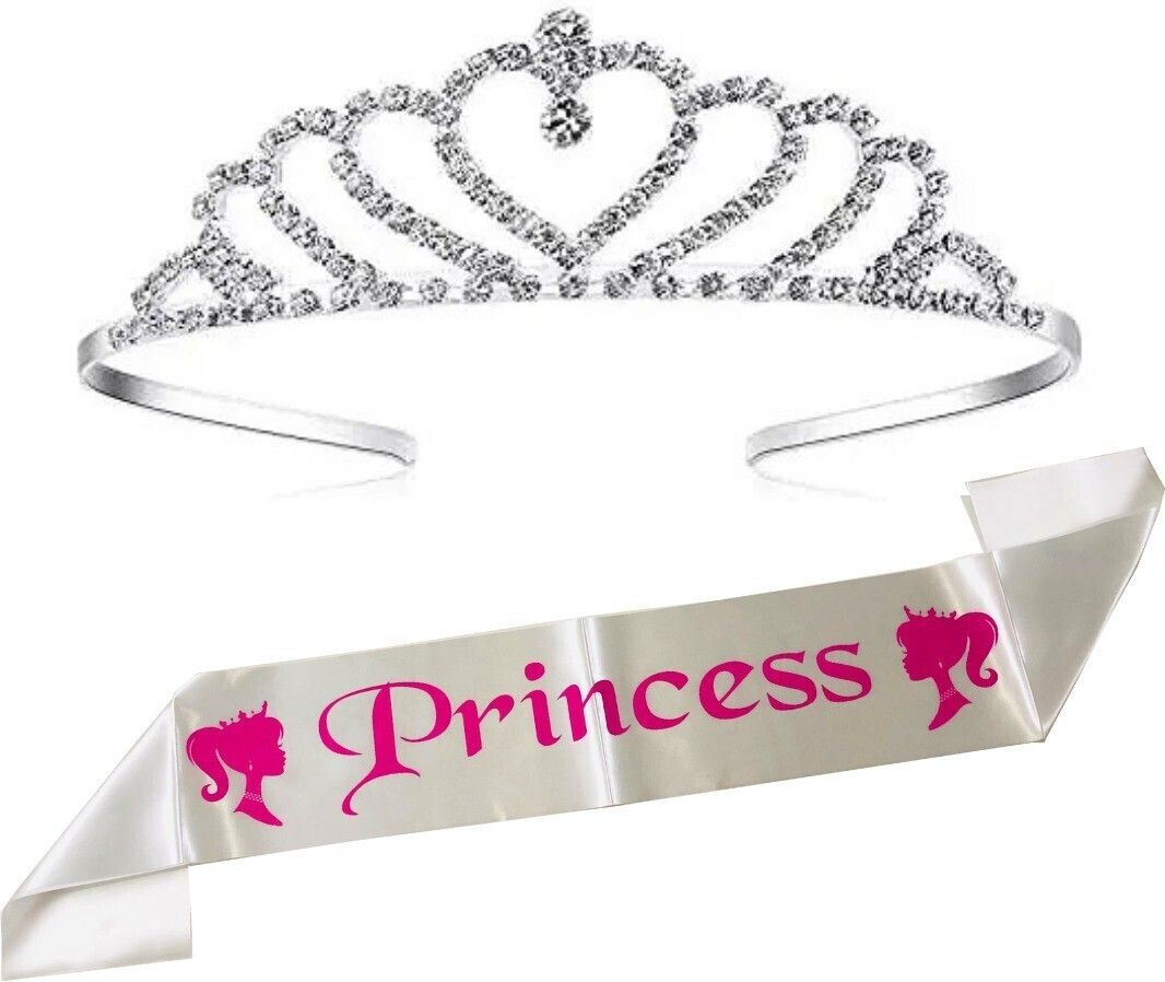 curated cart Heart Designed Crown With White Princess Sash For Girls and Women's-picture-17