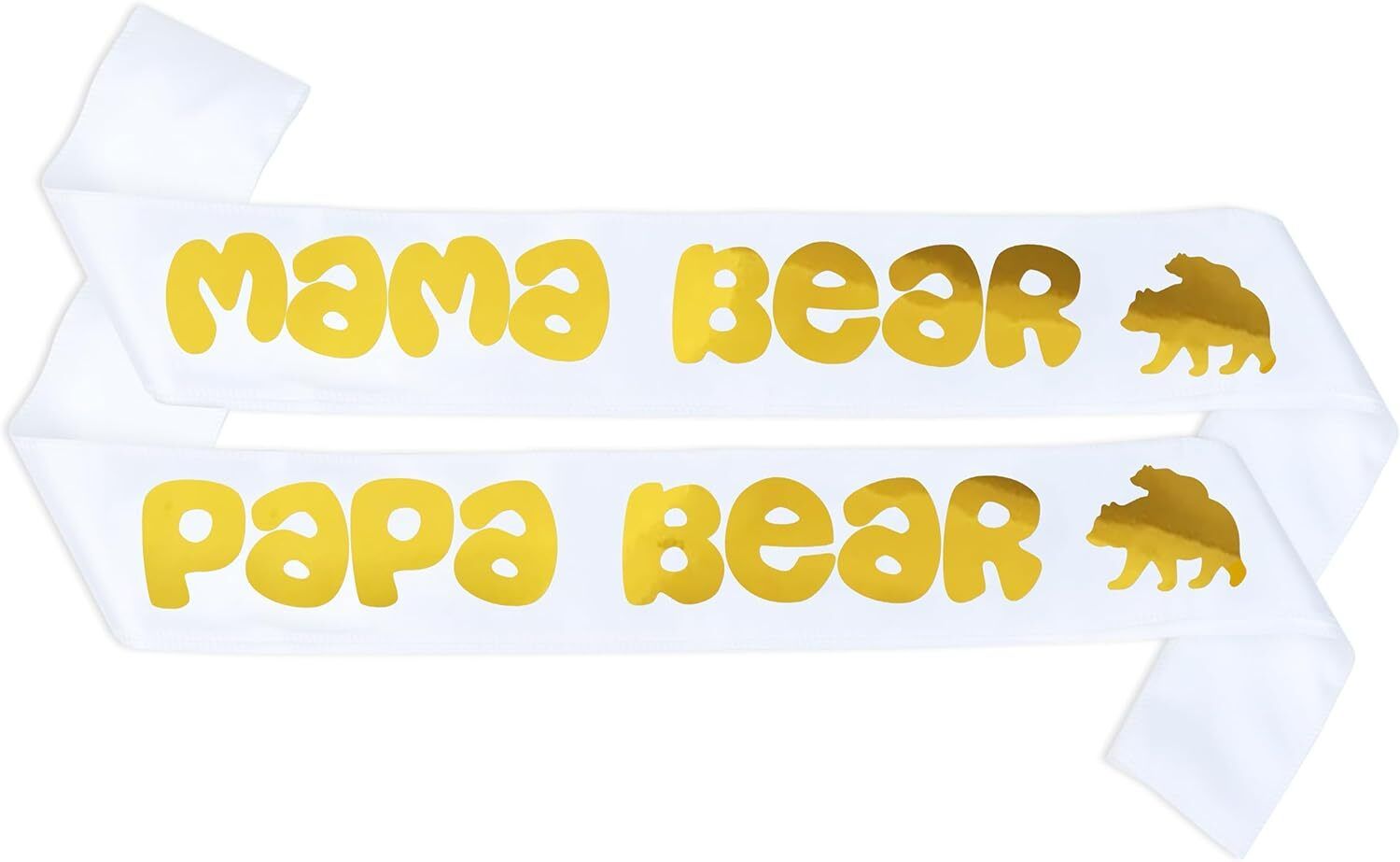 zyozique 2 Pcs Mama Bear/Papa Bear Baby Shower Sash Cute Bear With Sashes Gold Lettering-picture-27