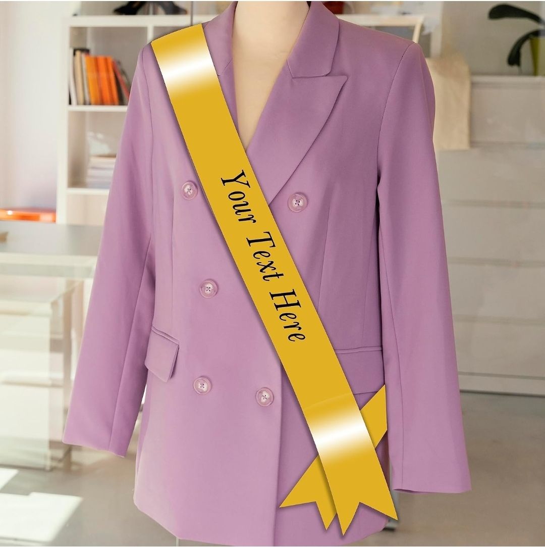gobuy Customized Golden Satin Sash with Name/Logo Print-picture-38
