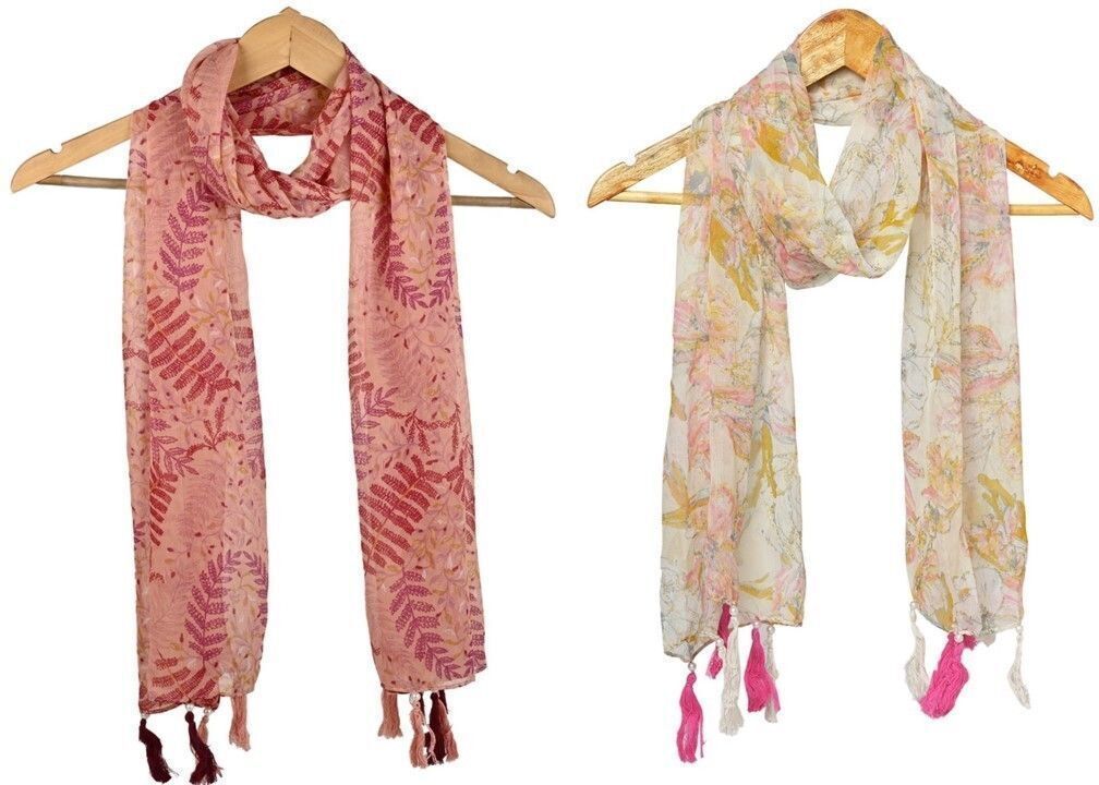Printed Chiffon Women Multicolor Scarf, Stole, Fancy Scarf-image-29
