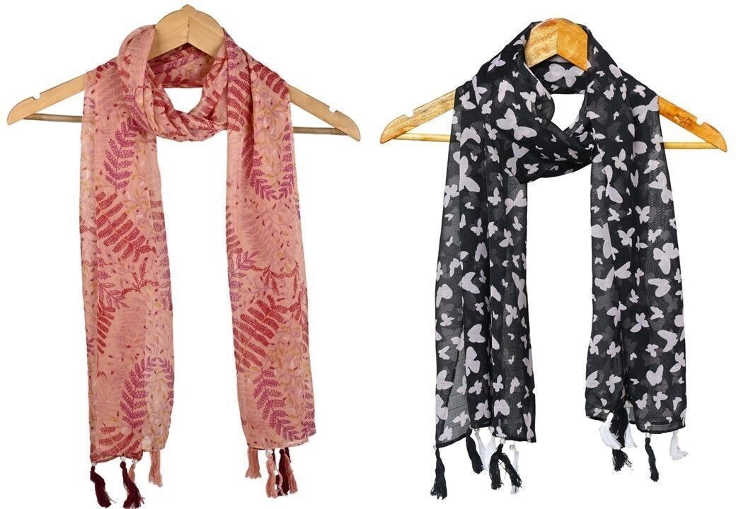 Printed Chiffon Women Multicolor Scarf, Stole, Fancy Scarf-image-37