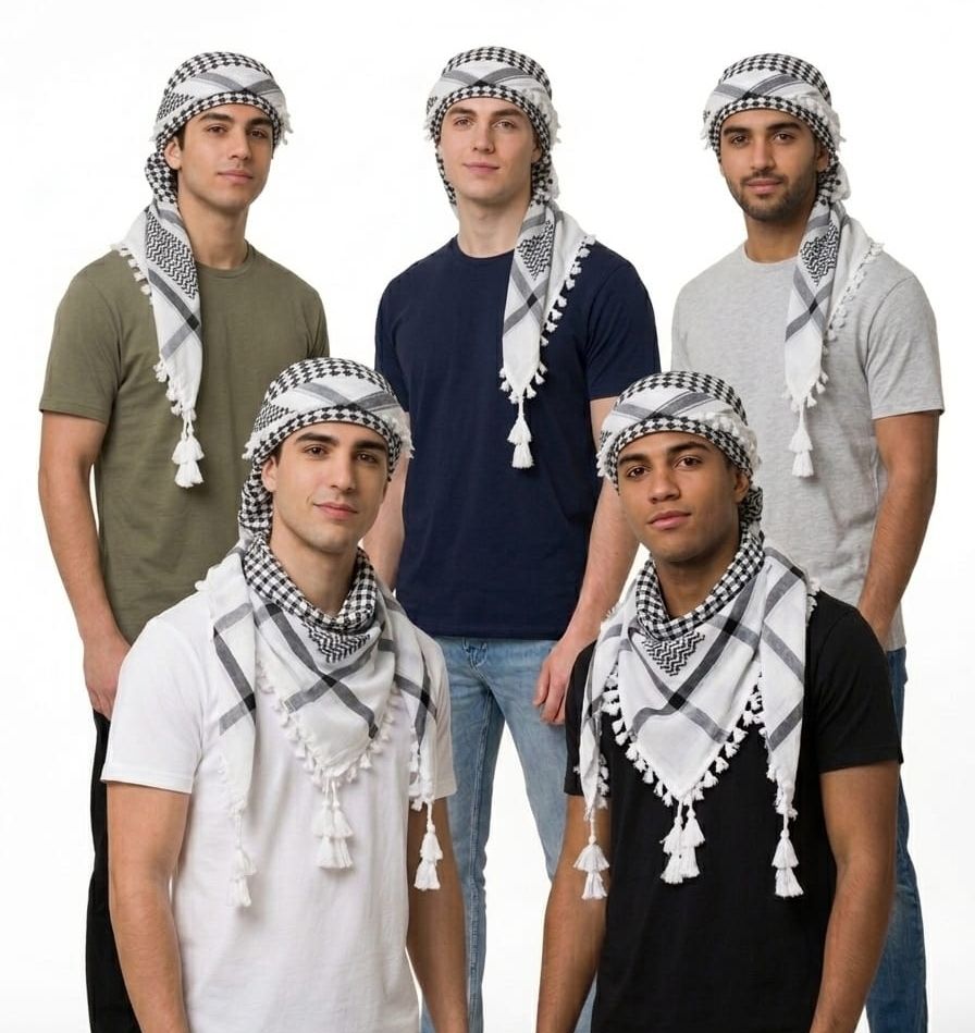 accessoryhub Checkered Cotton Blend Men Black, White Scarf, Fancy Scarf-picture-17