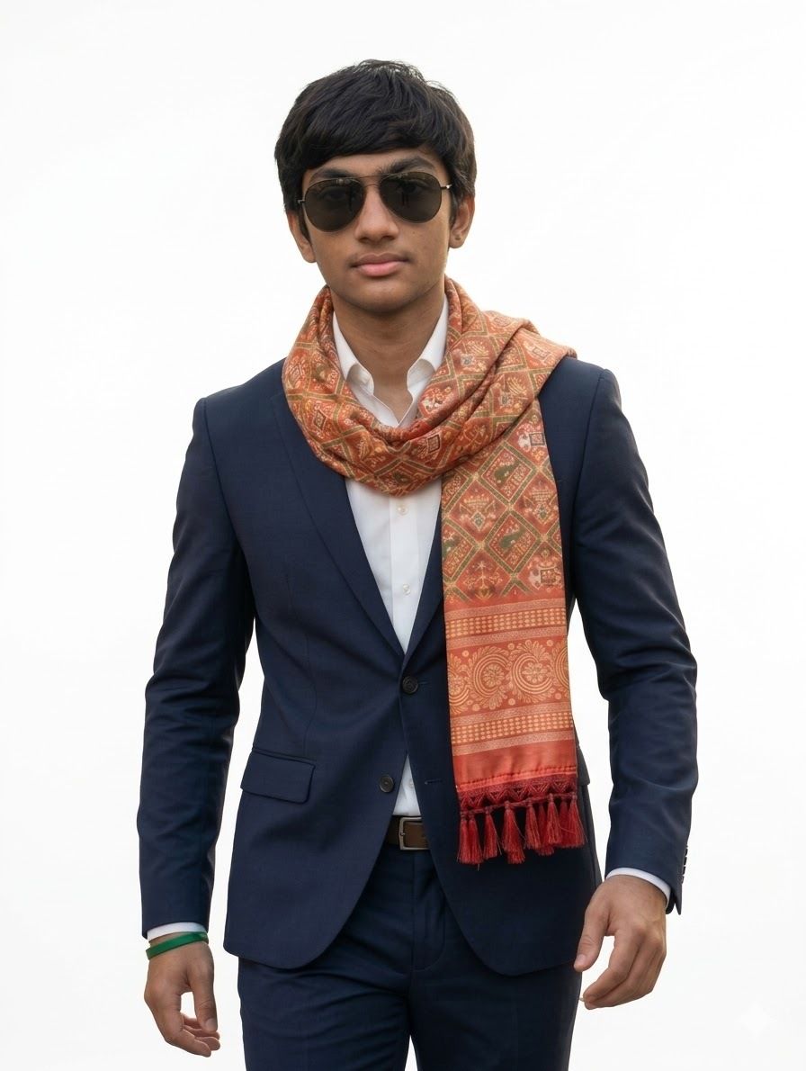 shura enterprise Printed Silk Men Red Stole-picture-13