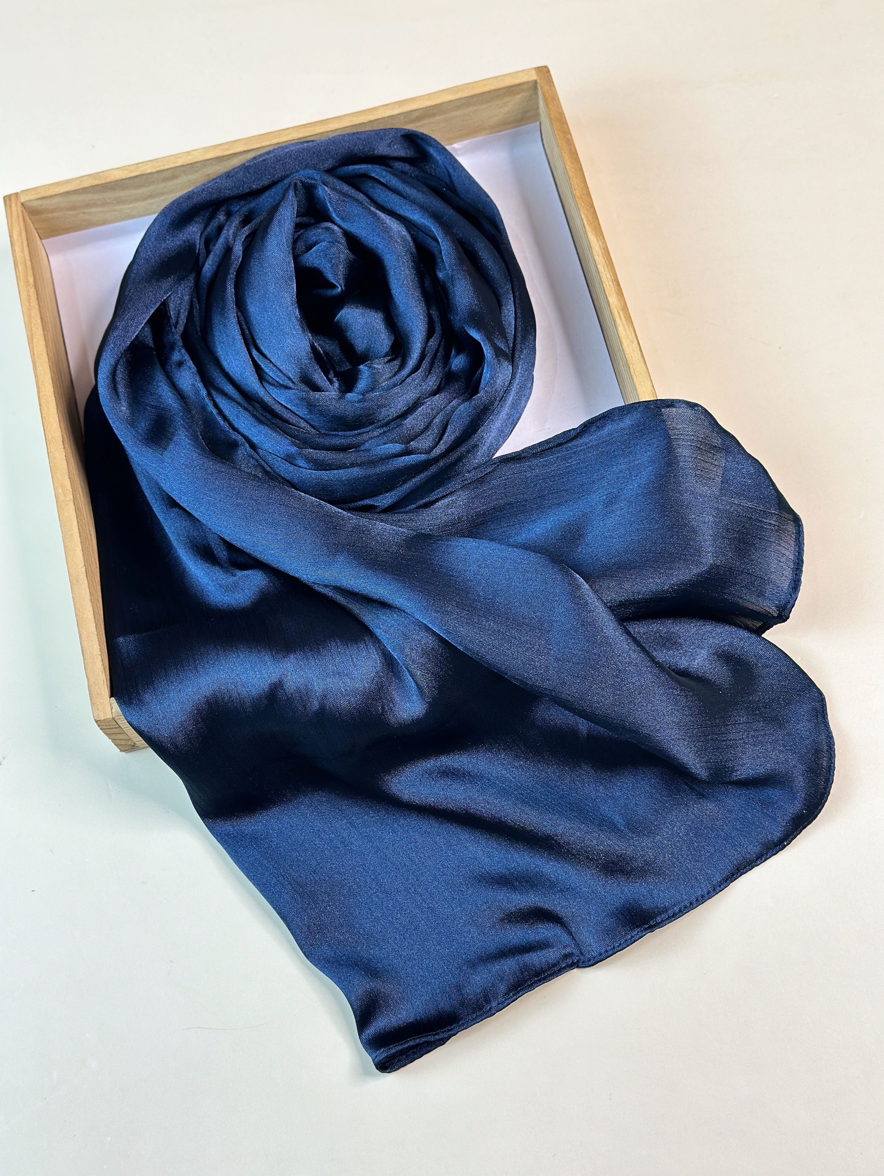 thecartmaxx Solid Satin Blend Women Blue Scarf, Fancy Scarf, Stole-picture-18