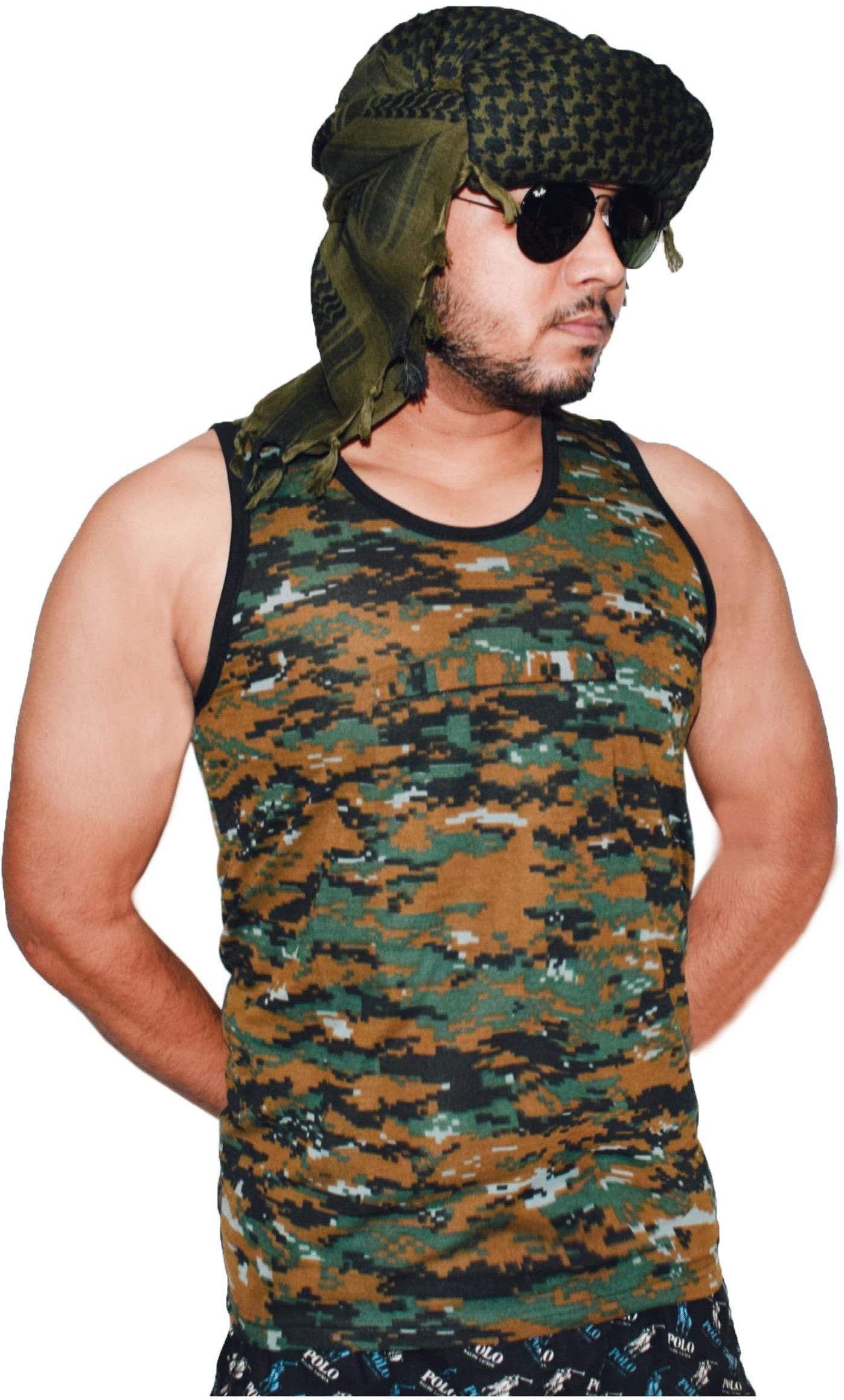 axolotl Printed Pure Cotton Men Dark Green Scarf-picture-16