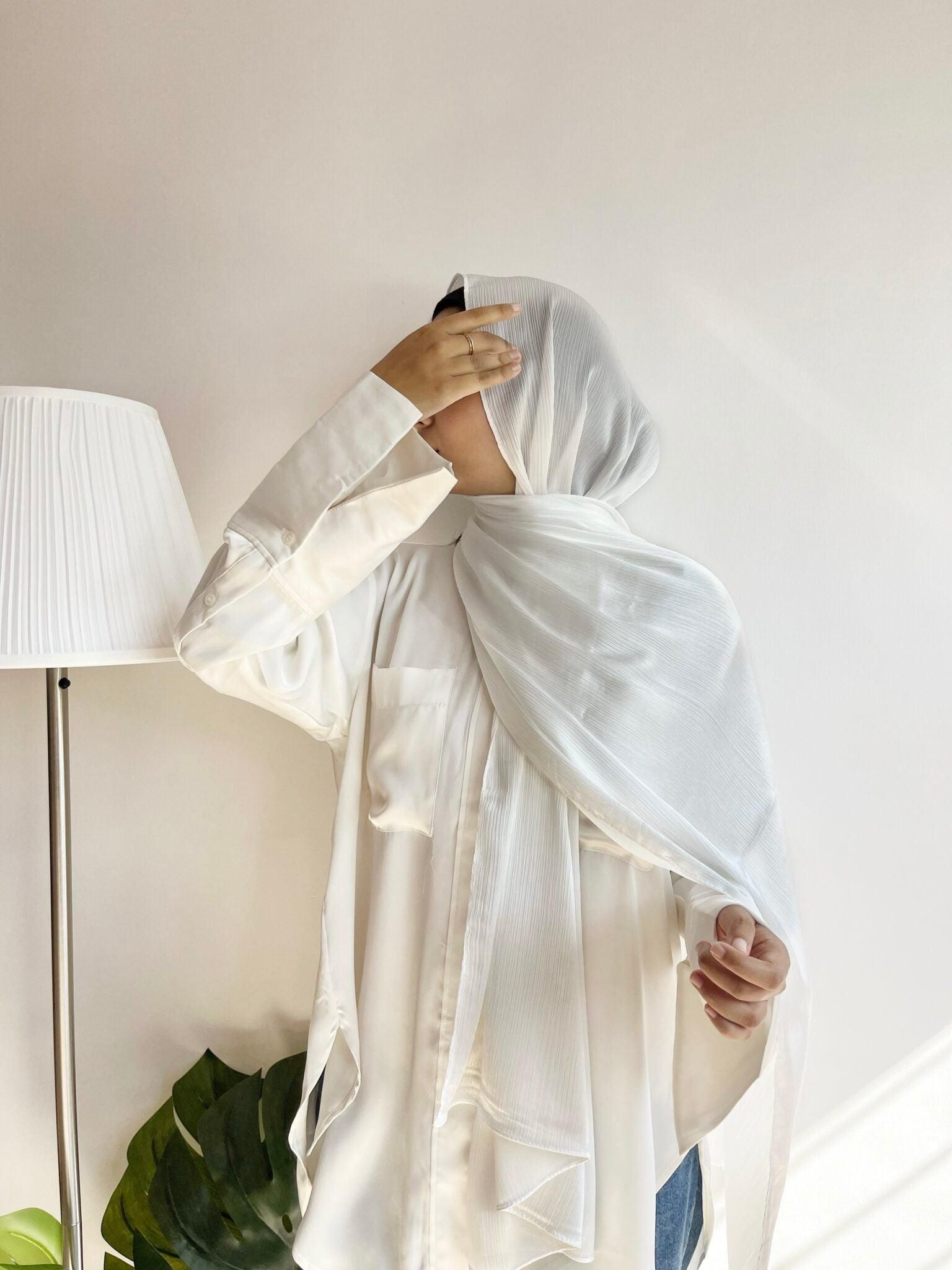 Solid Satin Blend Women White Faux Turtleneck Neck Cover, Scarf, Bluetooth Scarf, Fancy Scarf, Stole-image-46