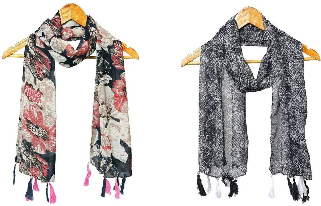 Printed Chiffon Women Multicolor Stole, Scarf, Fancy Scarf-image-44