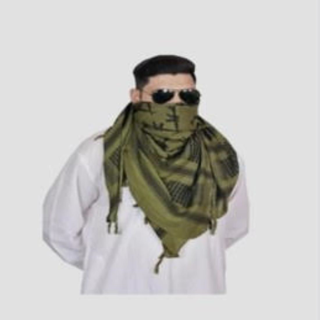 Printed Cotton Blend Men Green Scarf-image-9