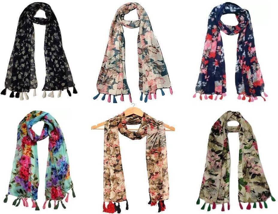 Animal Print Chiffon Women Multicolor Scarf, Stole, Fancy Scarf-image-46