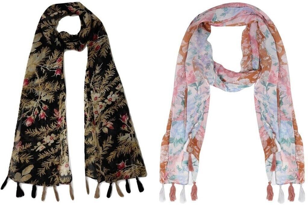 Printed Chiffon Women Multicolor Scarf, Stole, Fancy Scarf-image-47
