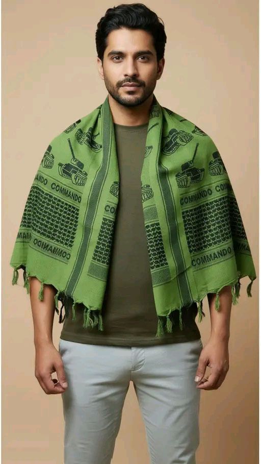 scarf factory Woven, Self Design, Solid Cotton Blend Men Dark Green Scarf, Stole, Faux Turtleneck Neck Cover-picture-35