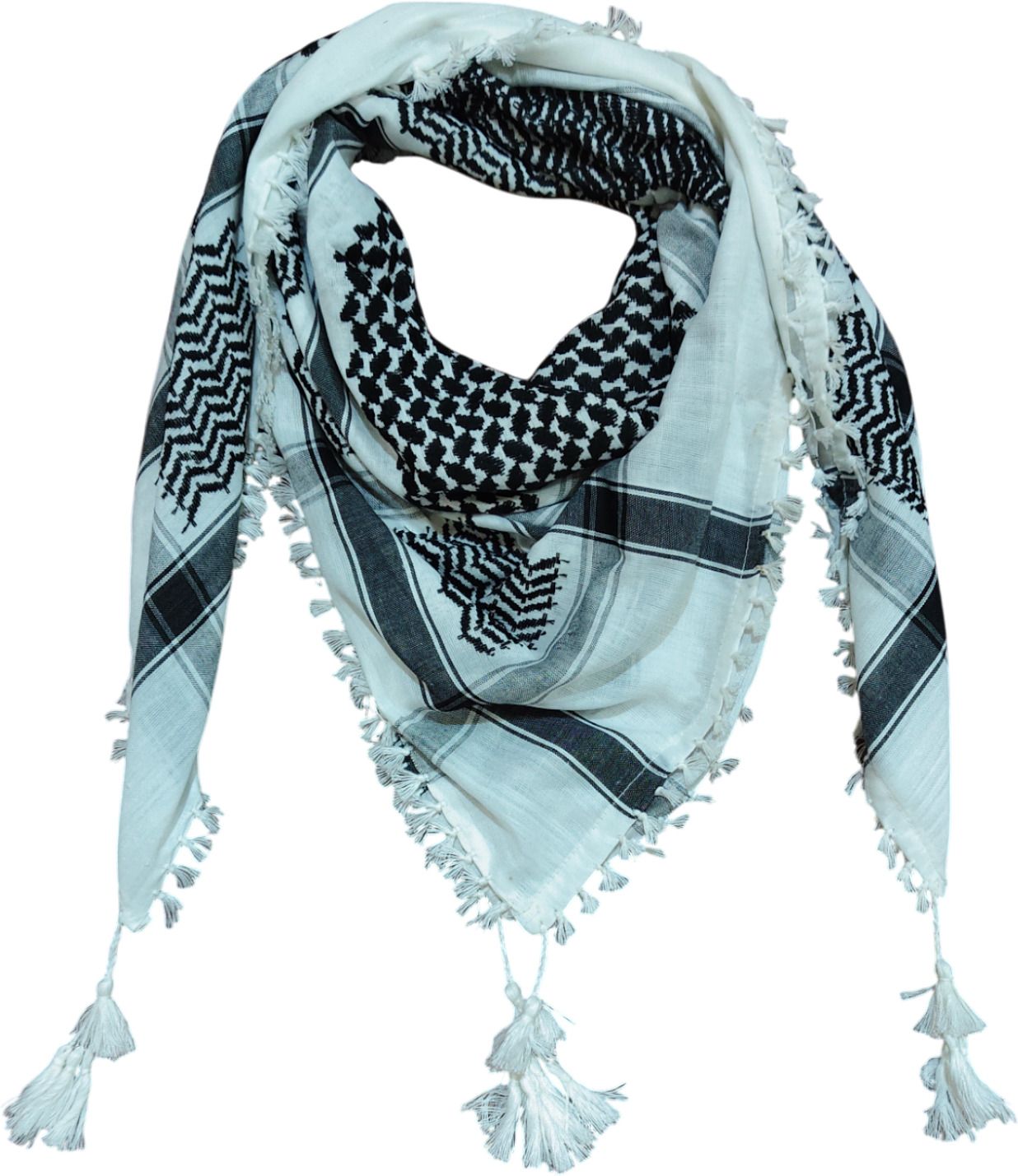 Checkered Cotton Blend Men White, Black Scarf, Fancy Scarf-image-8