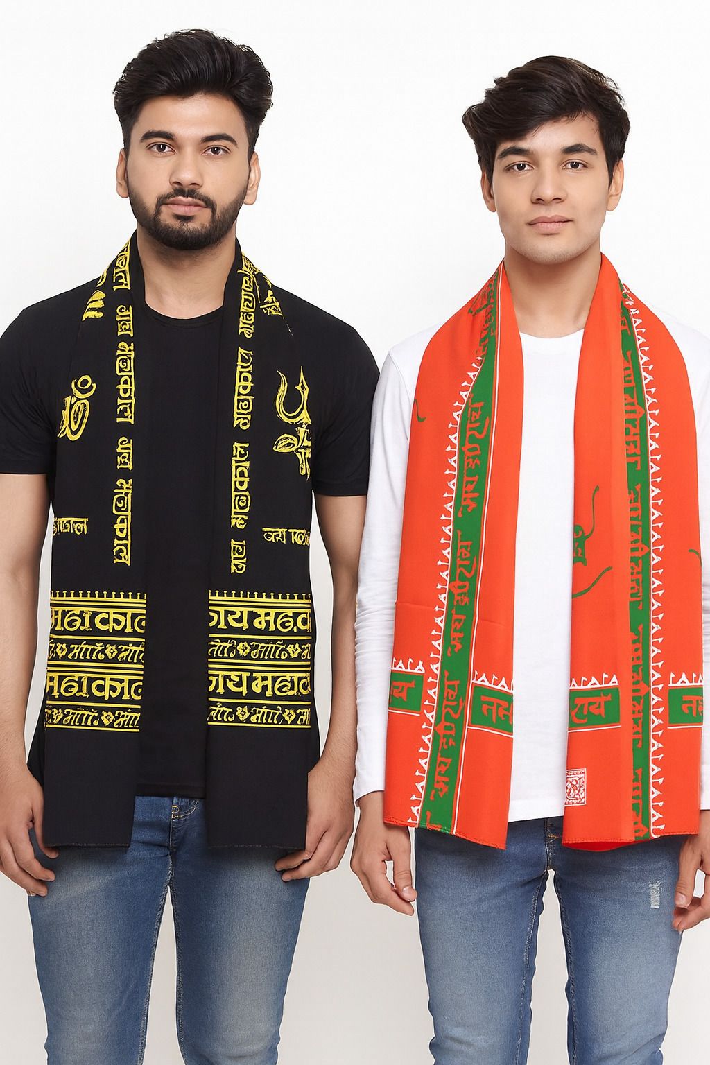 complayyer Printed Pure Cotton Men Black, Orange Scarf-picture-38