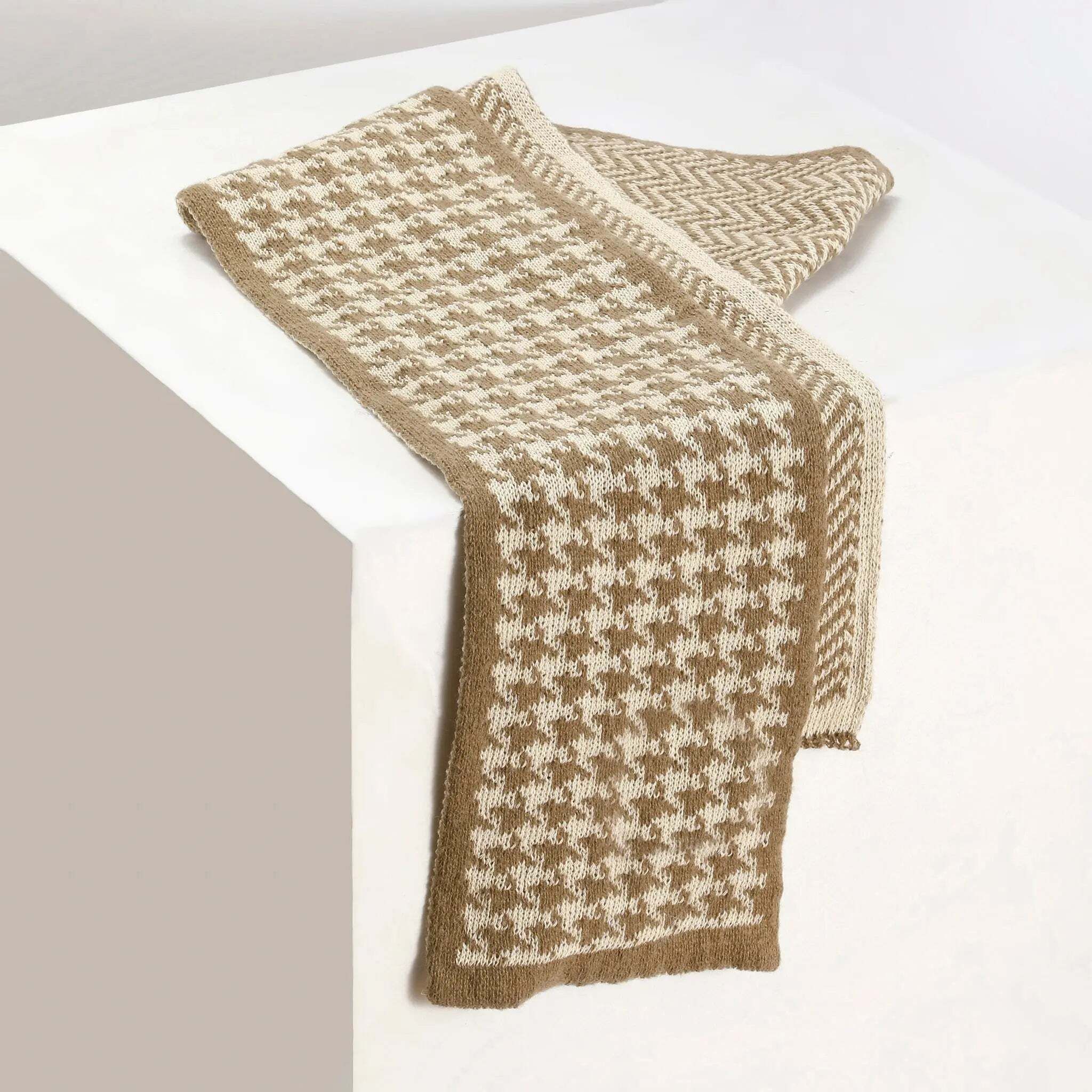 salty alpha Printed Cotton Blend Men Brown, White Scarf-picture-13