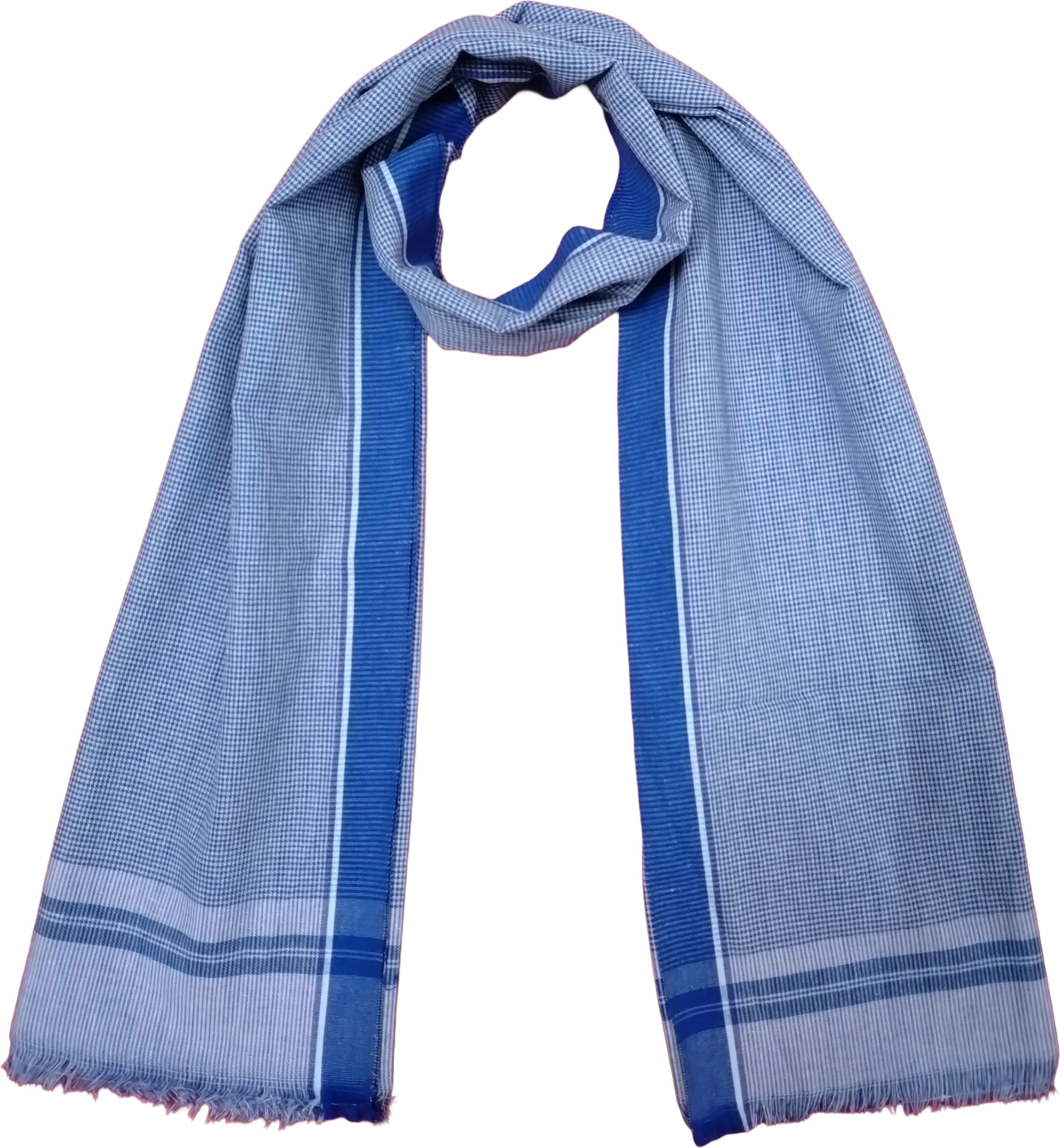 Checkered Pure Cotton Men Blue Scarf-image-20