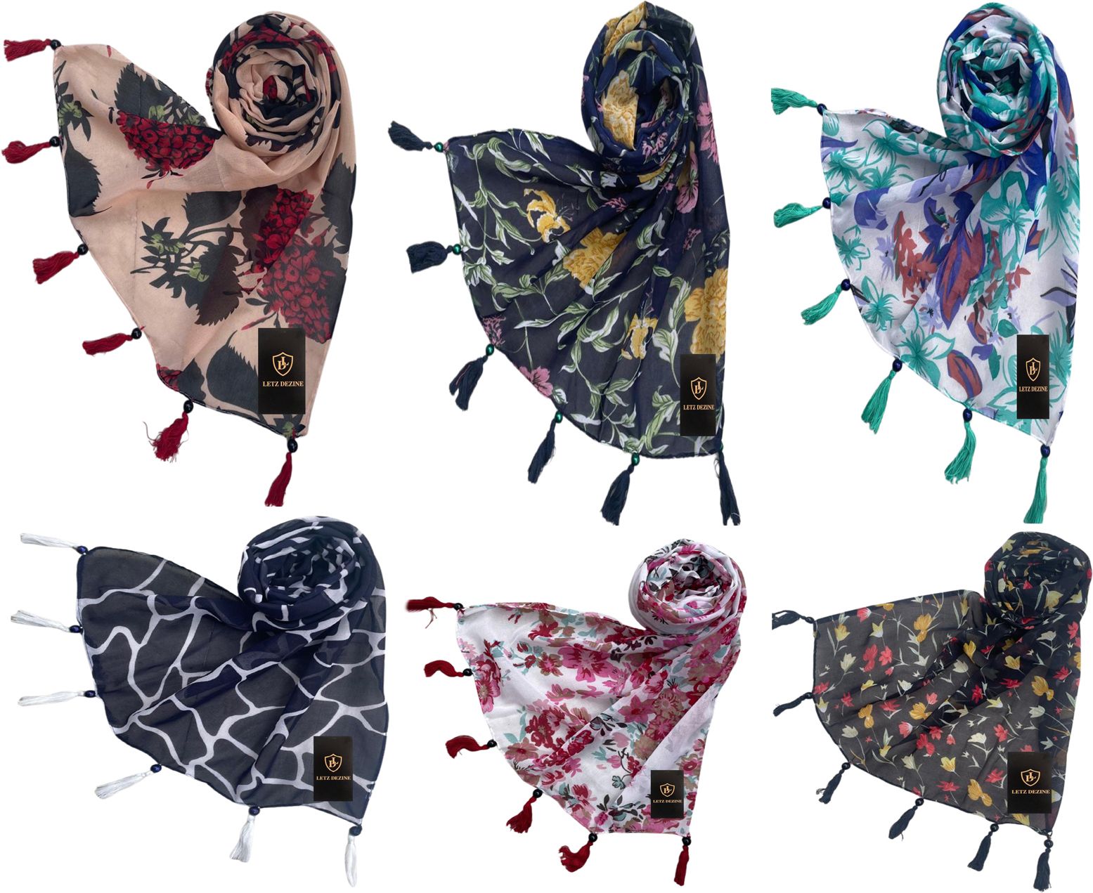 letz dezine Printed Chiffon Women Multicolor Scarf, Stole-picture-23