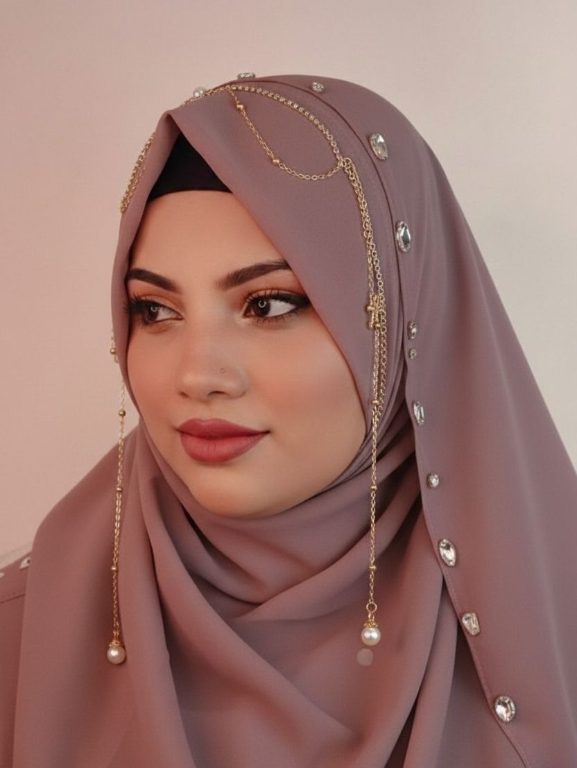 modestgrace Self Design Georgette Women Brown Faux Turtleneck Neck Cover, Scarf, Bluetooth Scarf, Fancy Scarf, Stole-picture-17
