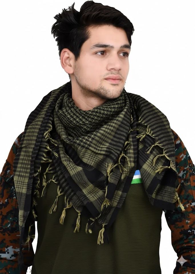 Printed Cotton Blend Men Dark Green, Black Fancy Scarf, Scarf, Bluetooth Scarf, Stole