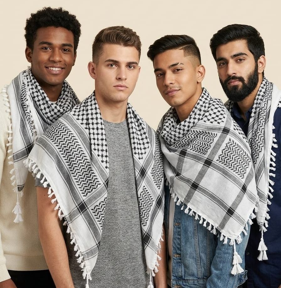 accessoryhub Checkered Cotton Blend Men Black, White Scarf, Bluetooth Scarf, Fancy Scarf, Stole-picture-48
