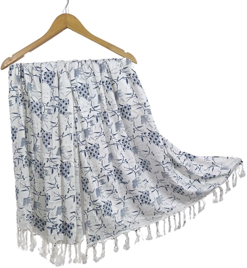 ogs Floral Print, Printed, Self Design Rayon Women Blue Scarf, Stole, Fancy Scarf-picture-20