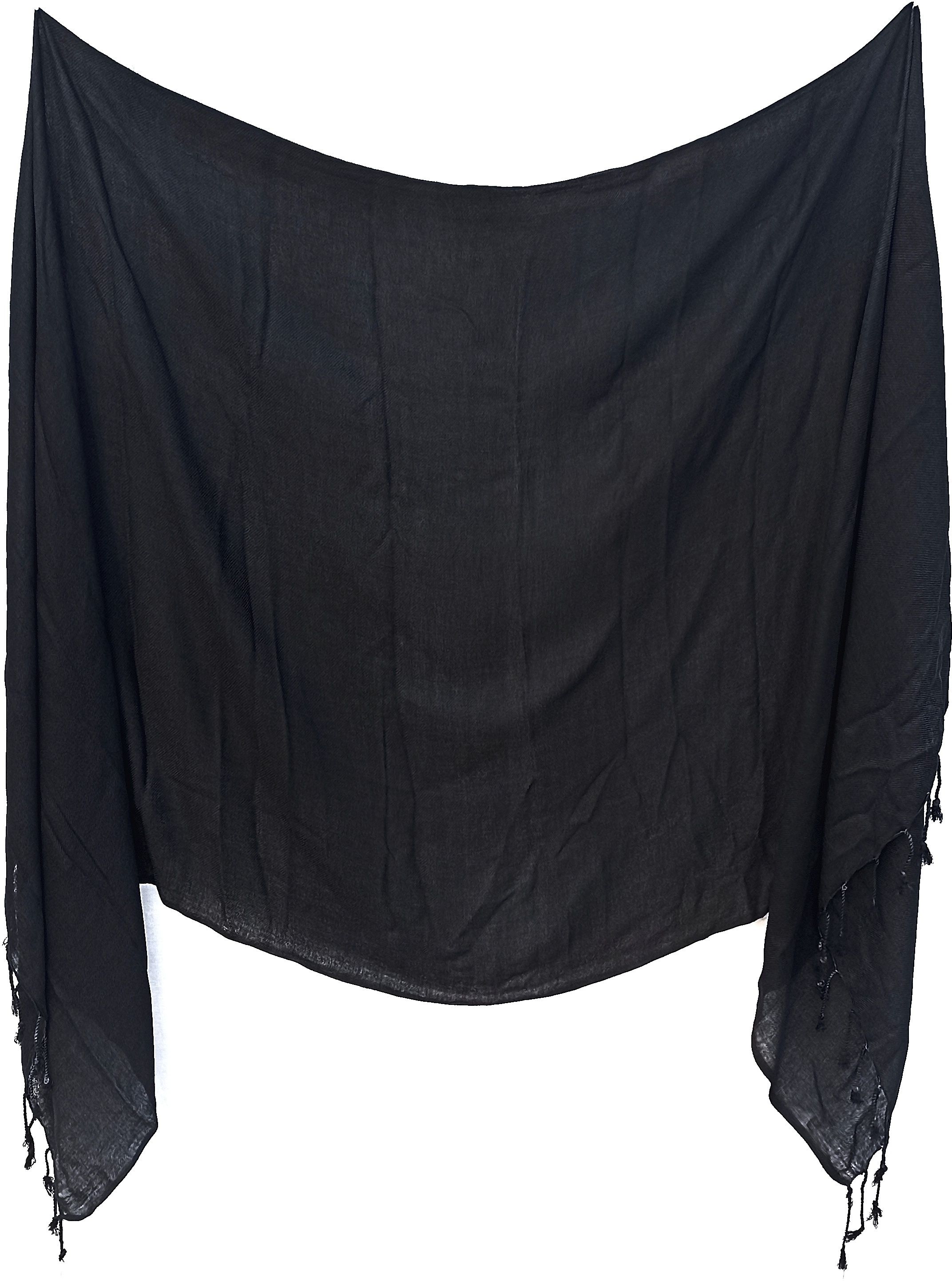 ahmadun Self Design Satin Blend Women Black Stole-picture-10
