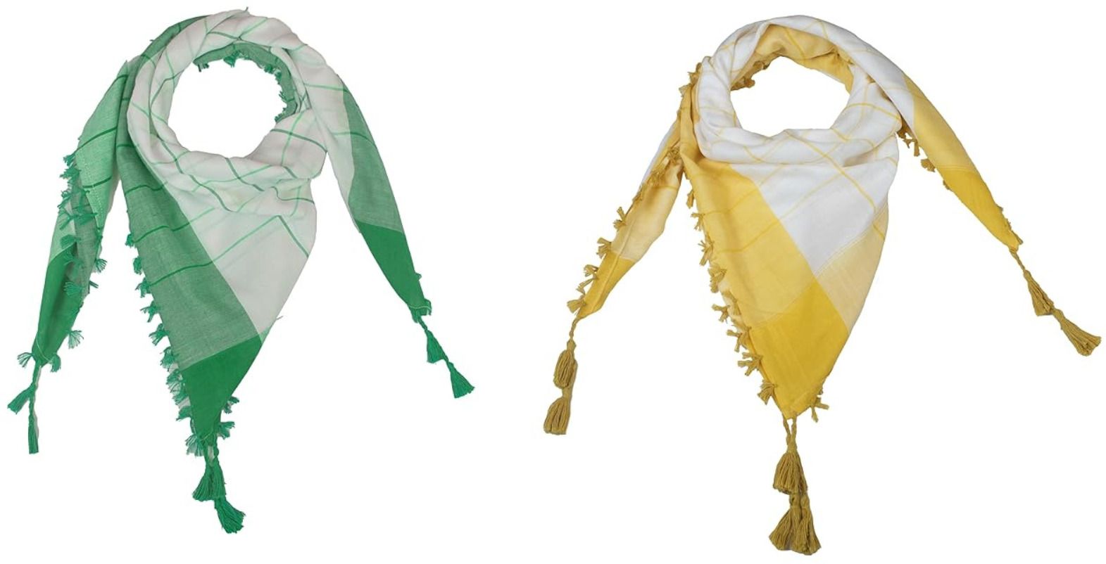 namal Checkered Cotton Blend Men Yellow, Green Fancy Scarf, Scarf, Bluetooth Scarf, Stole-picture-15