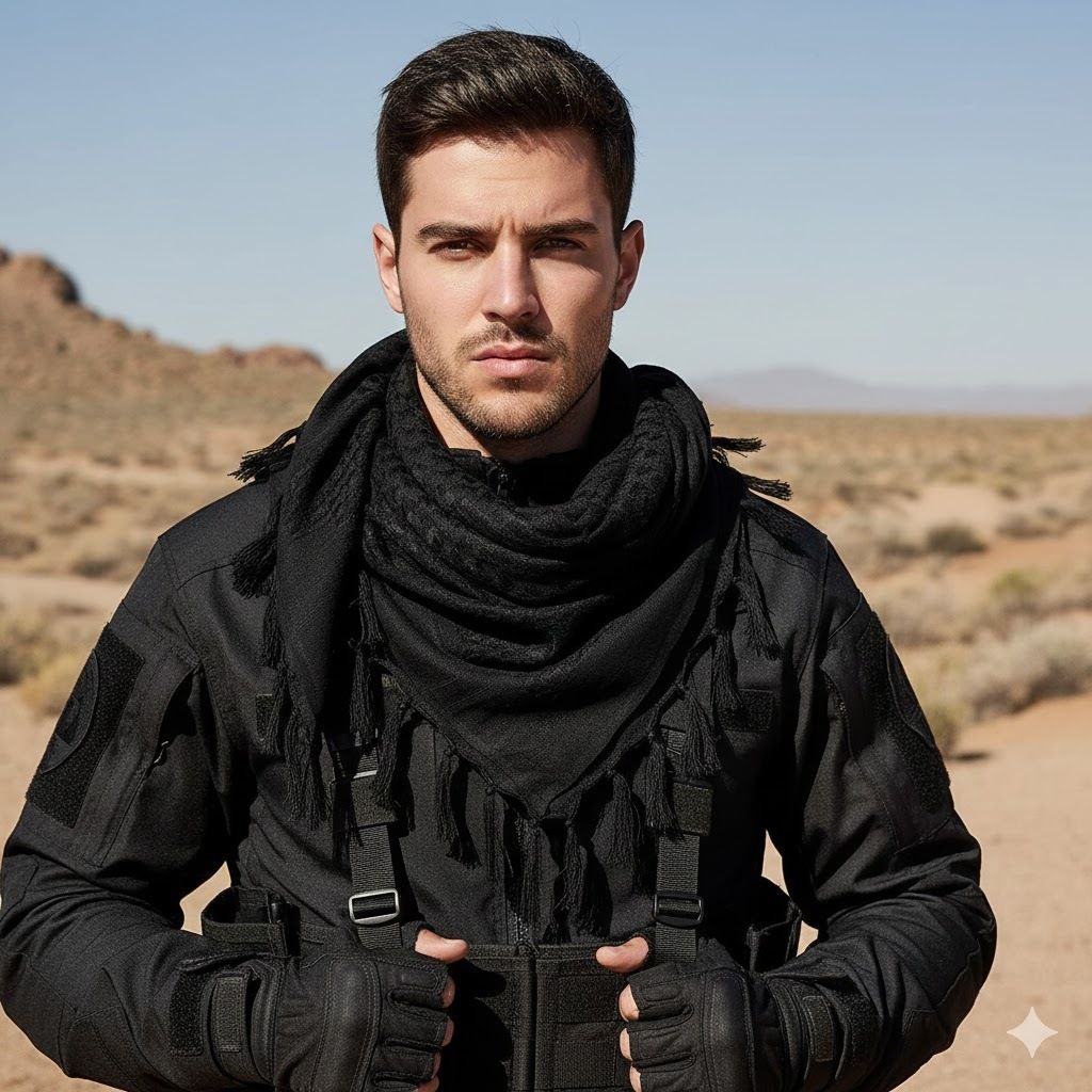 Printed Cotton Blend Men Black Fancy Scarf, Scarf, Bluetooth Scarf, Stole