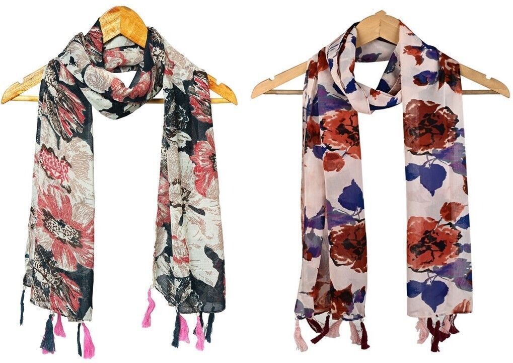 Printed Chiffon Women Multicolor Scarf, Stole, Fancy Scarf-image-45