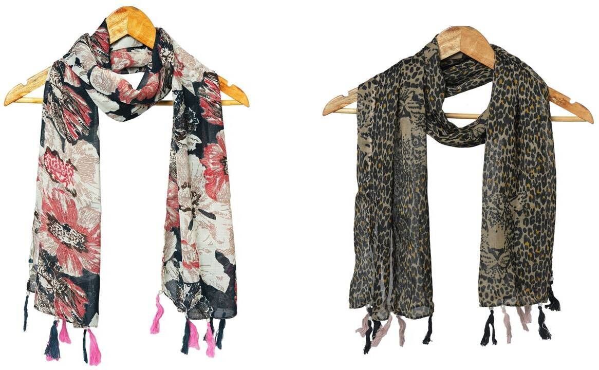 Printed Chiffon Women Multicolor Stole, Scarf, Fancy Scarf-image-41