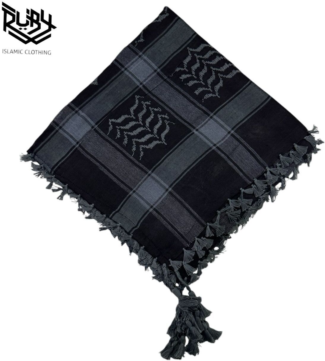 Checkered Cotton Blend Men Black Scarf