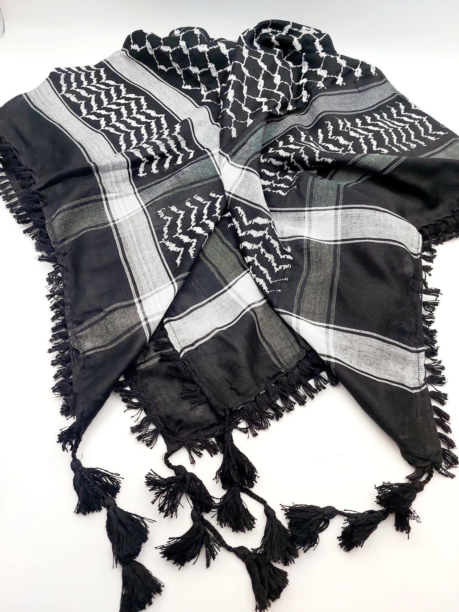 Checkered Cotton Blend Men Black, White Fancy Scarf, Scarf, Bluetooth Scarf, Stole