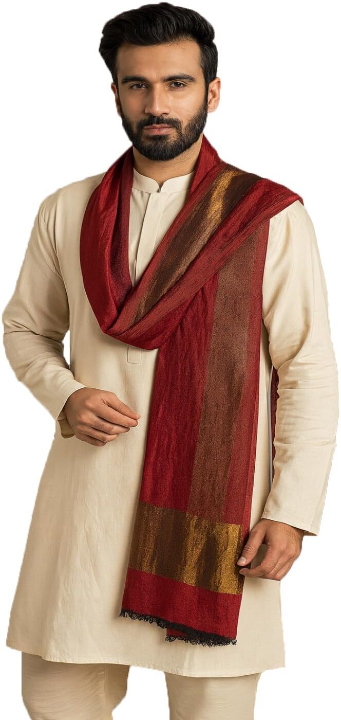muffly Solid Wool Blend Men Maroon Stole-picture-17