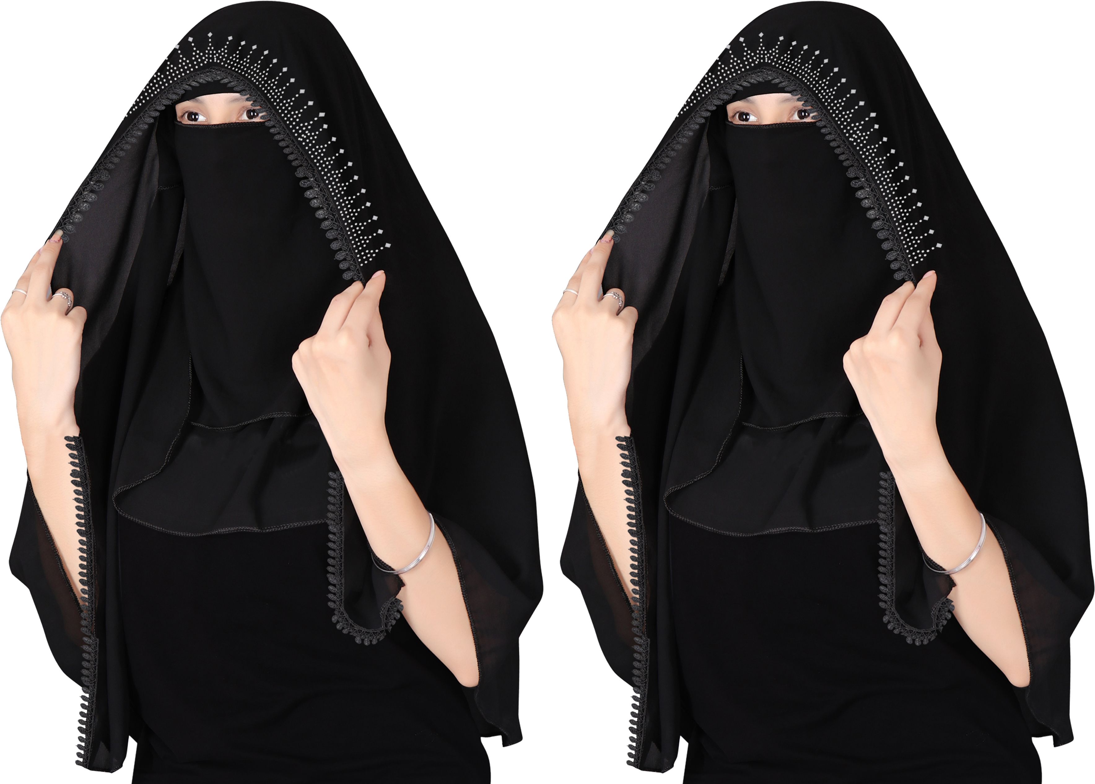 tijarat Solid Chiffon Women Black Fancy Scarf-picture-31