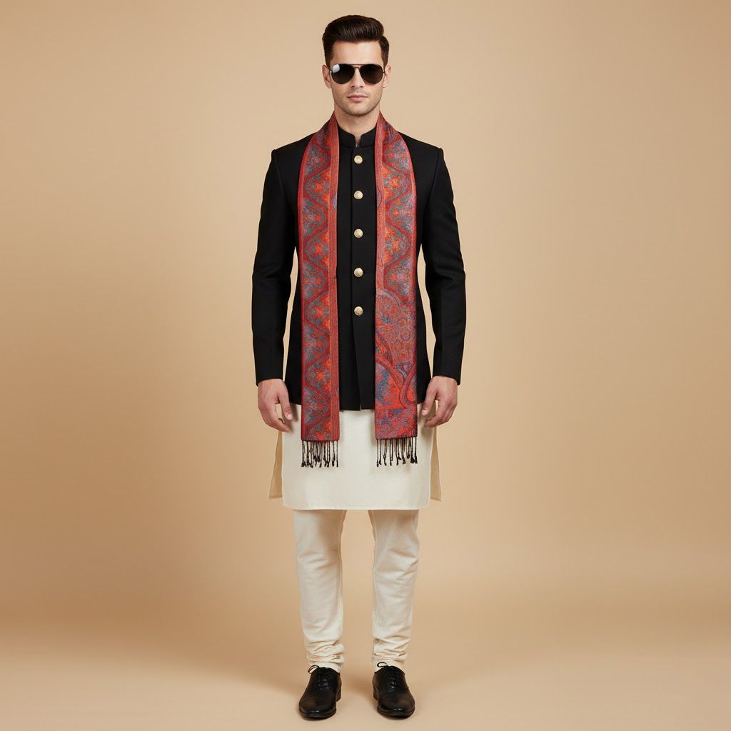 muffly Printed Wool Blend Men Multicolor Stole-picture-18