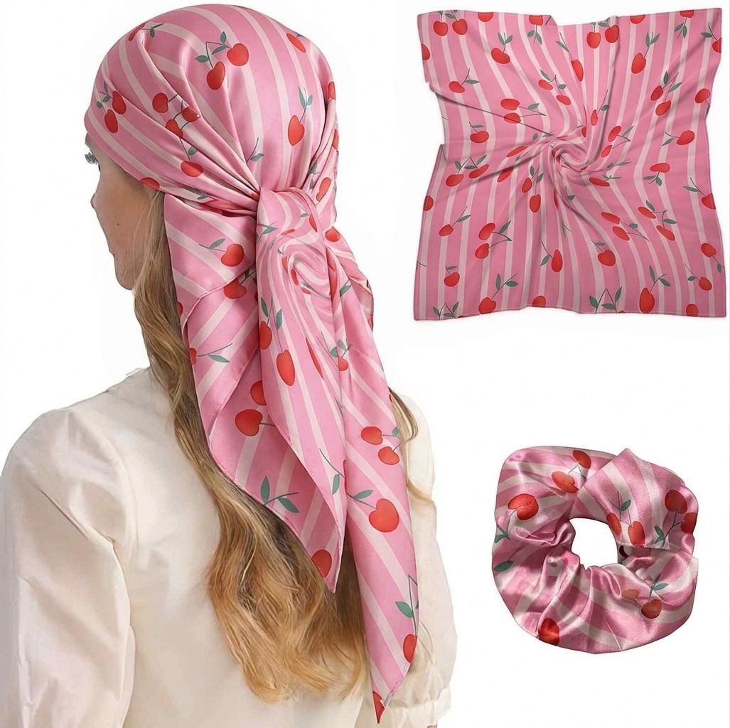 armoxa Printed Silk Women Red Scarf-picture-32