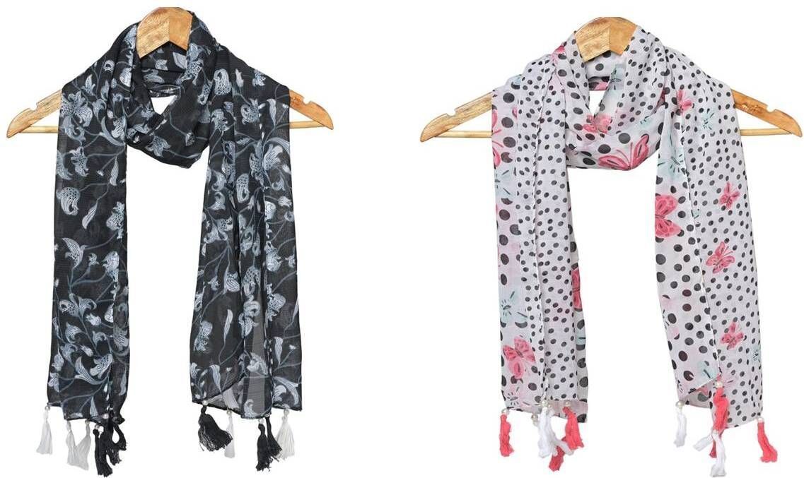 Printed Chiffon Women Multicolor Stole, Scarf, Fancy Scarf-image-37