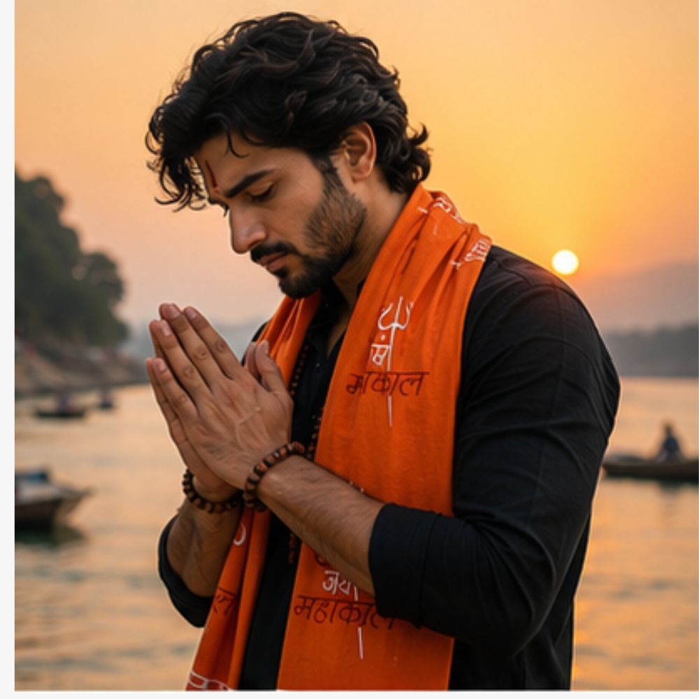fabricium Printed, Self Design Pure Cotton Men Orange Fancy Scarf, Scarf, Stole-picture-26