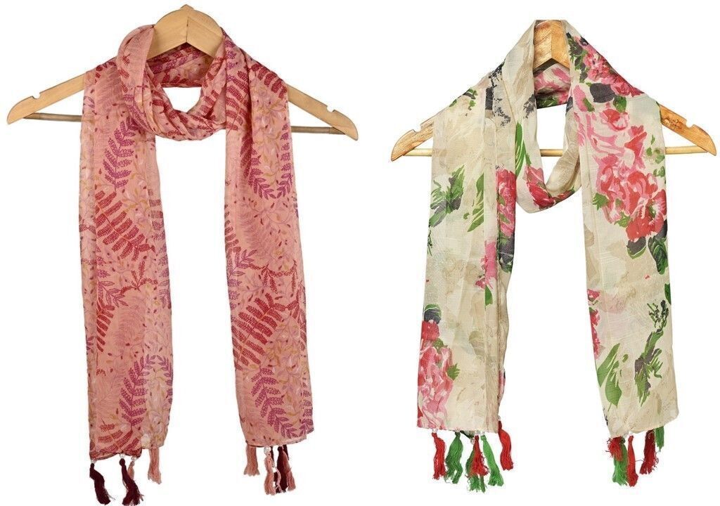 Printed Chiffon Women Multicolor Scarf, Stole, Fancy Scarf-image-35
