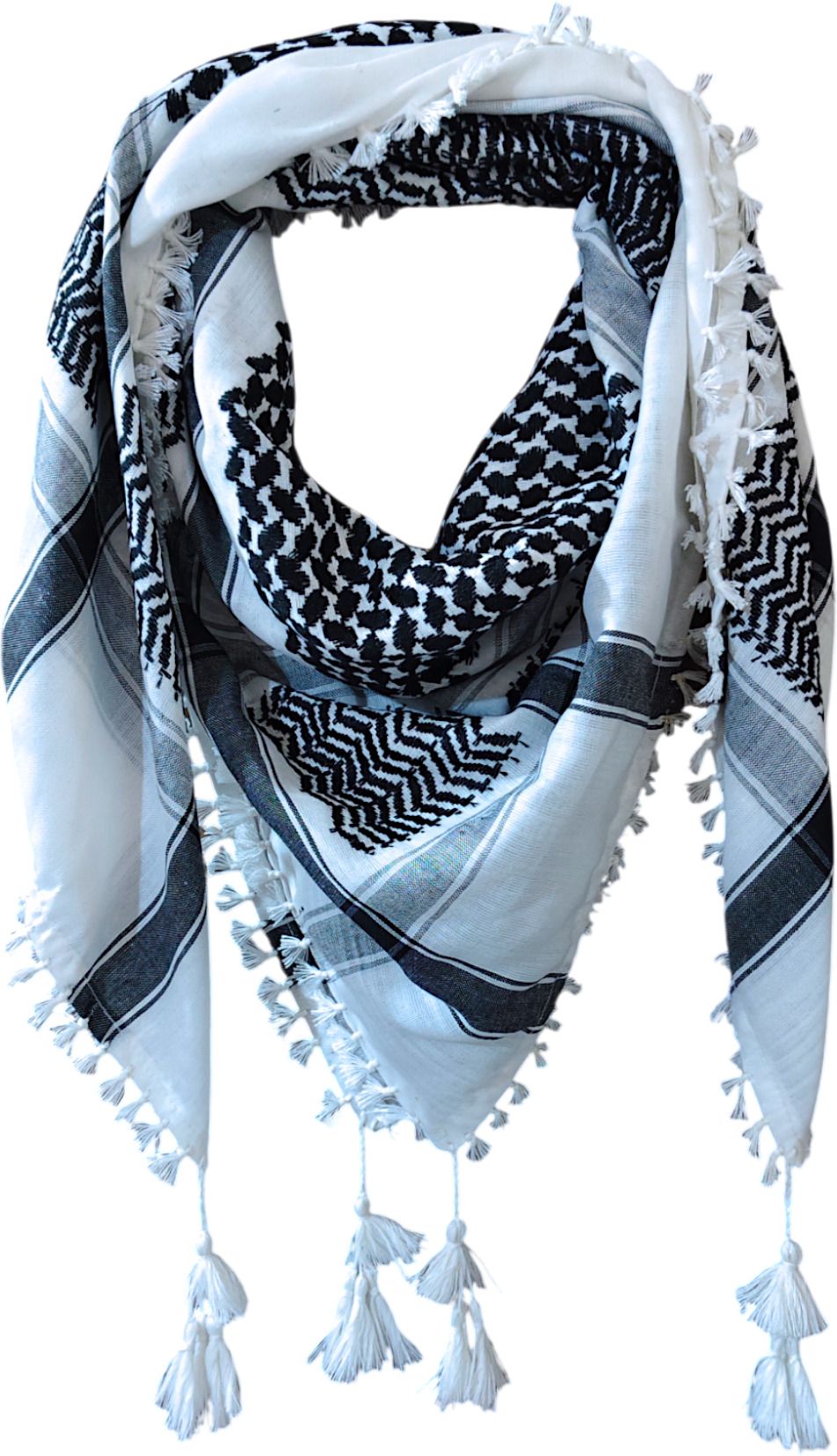 Striped Cotton Blend Men White, Black Fancy Scarf, Scarf, Stole