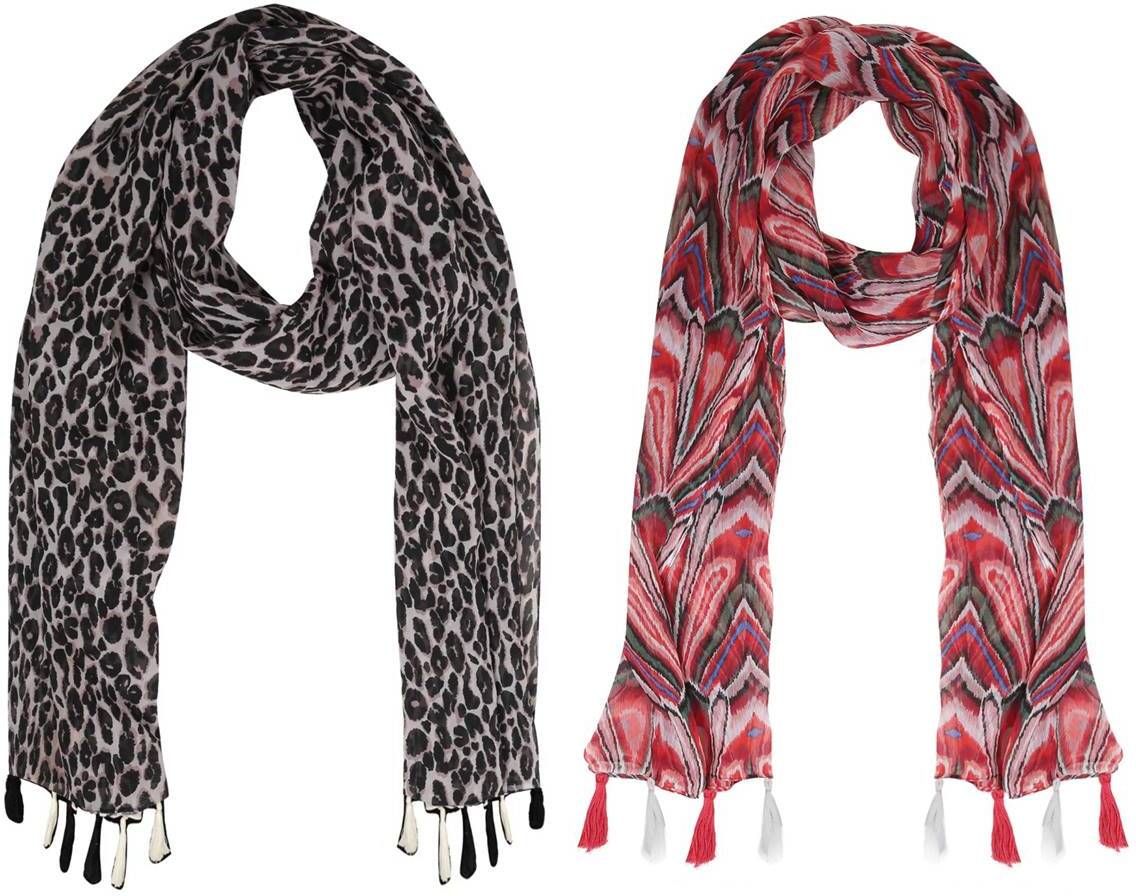 Printed Chiffon Women Multicolor Stole-image-23