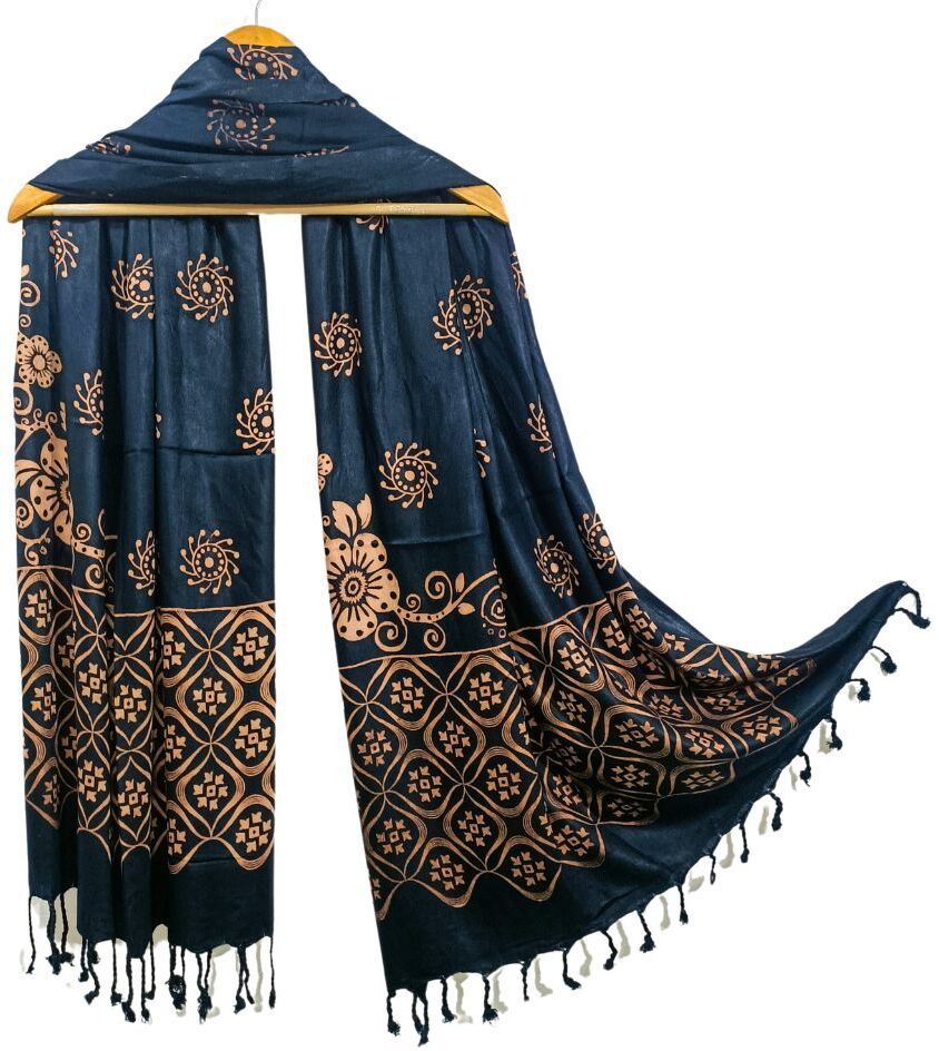 Printed Rayon Women Black Fancy Scarf-image-9