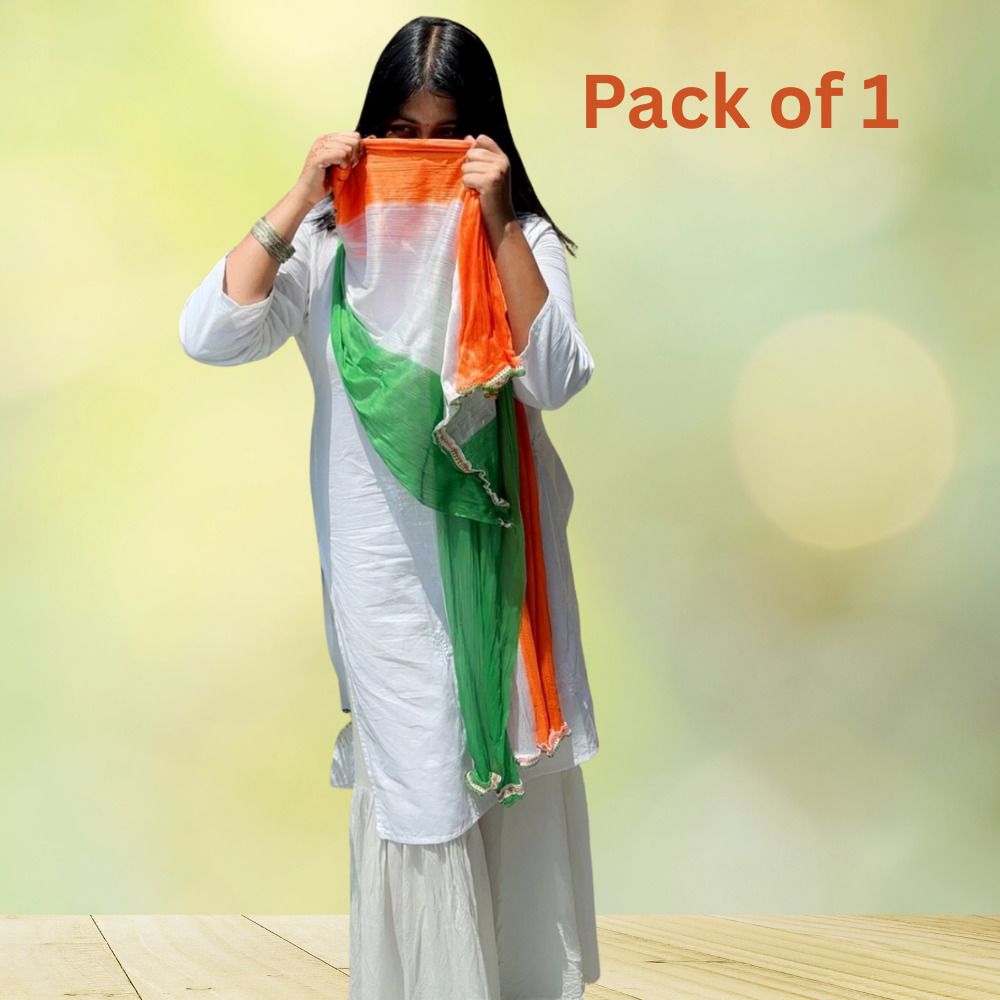 Striped, Solid Chiffon Women Orange, White, Green Fancy Scarf, Stole, Scarf-image-40