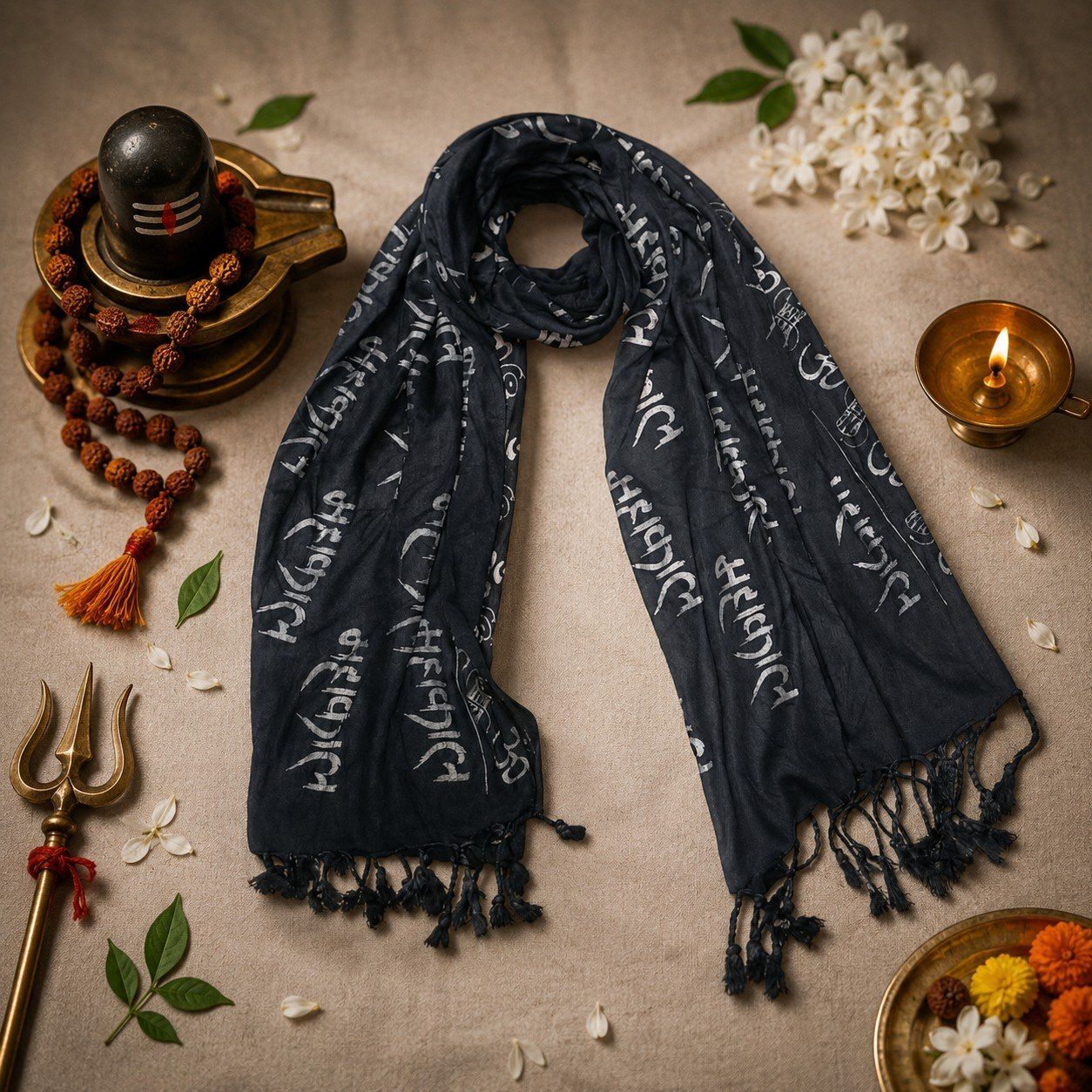 Printed, Self Design Rayon Men Black Stole-image-27
