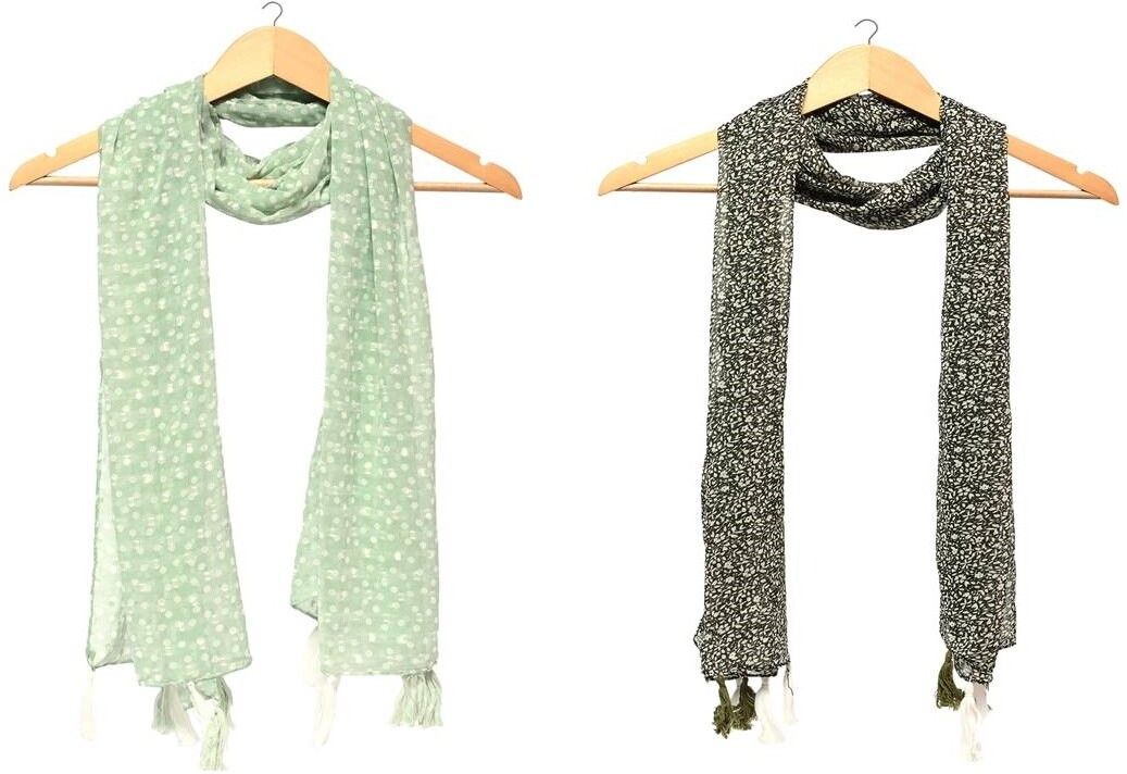 xmsfashion Printed Chiffon Women Multicolor Scarf, Stole, Fancy Scarf-picture-22
