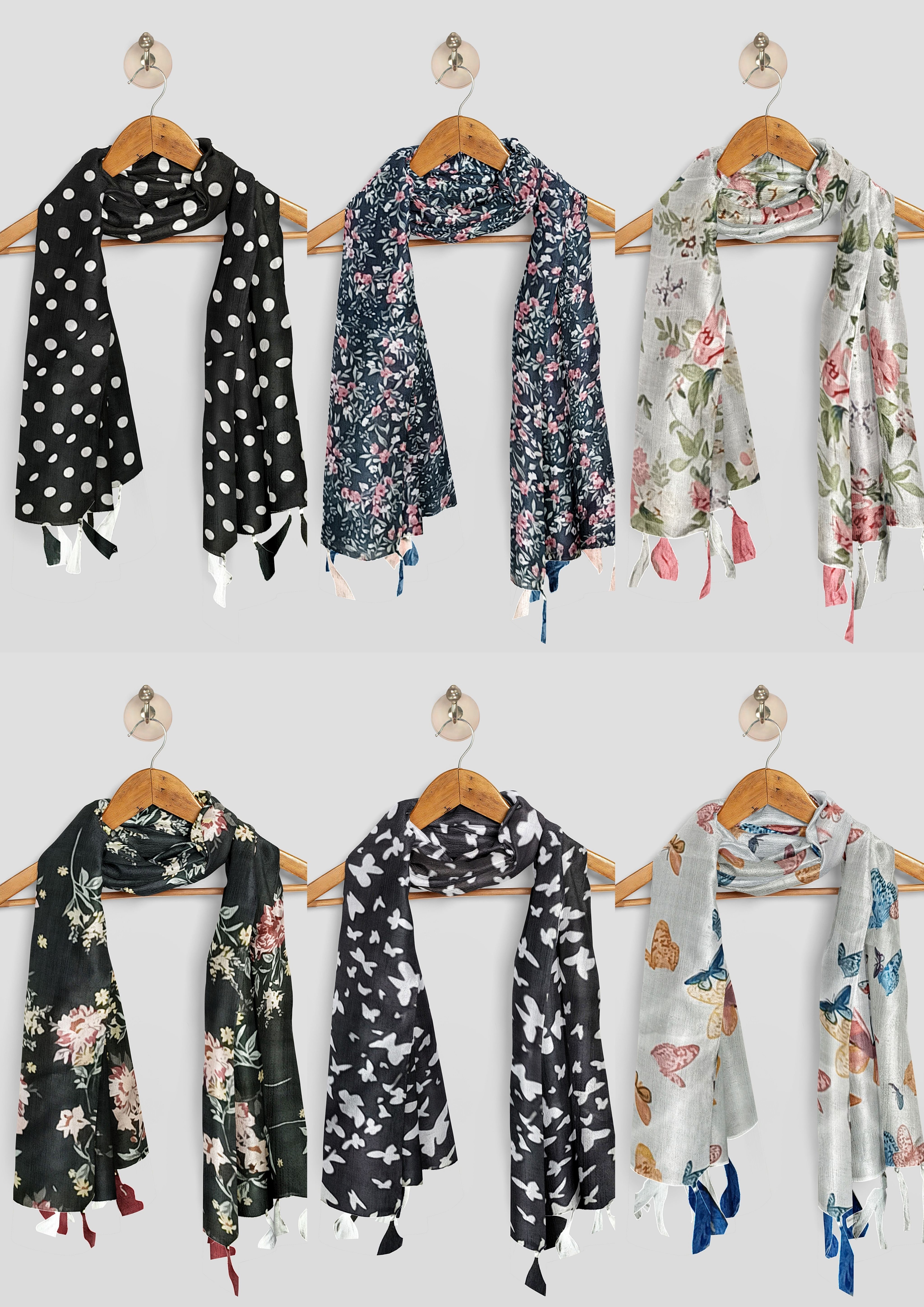Printed Chiffon Women Black, White Stole, Scarf, Fancy Scarf-image-45