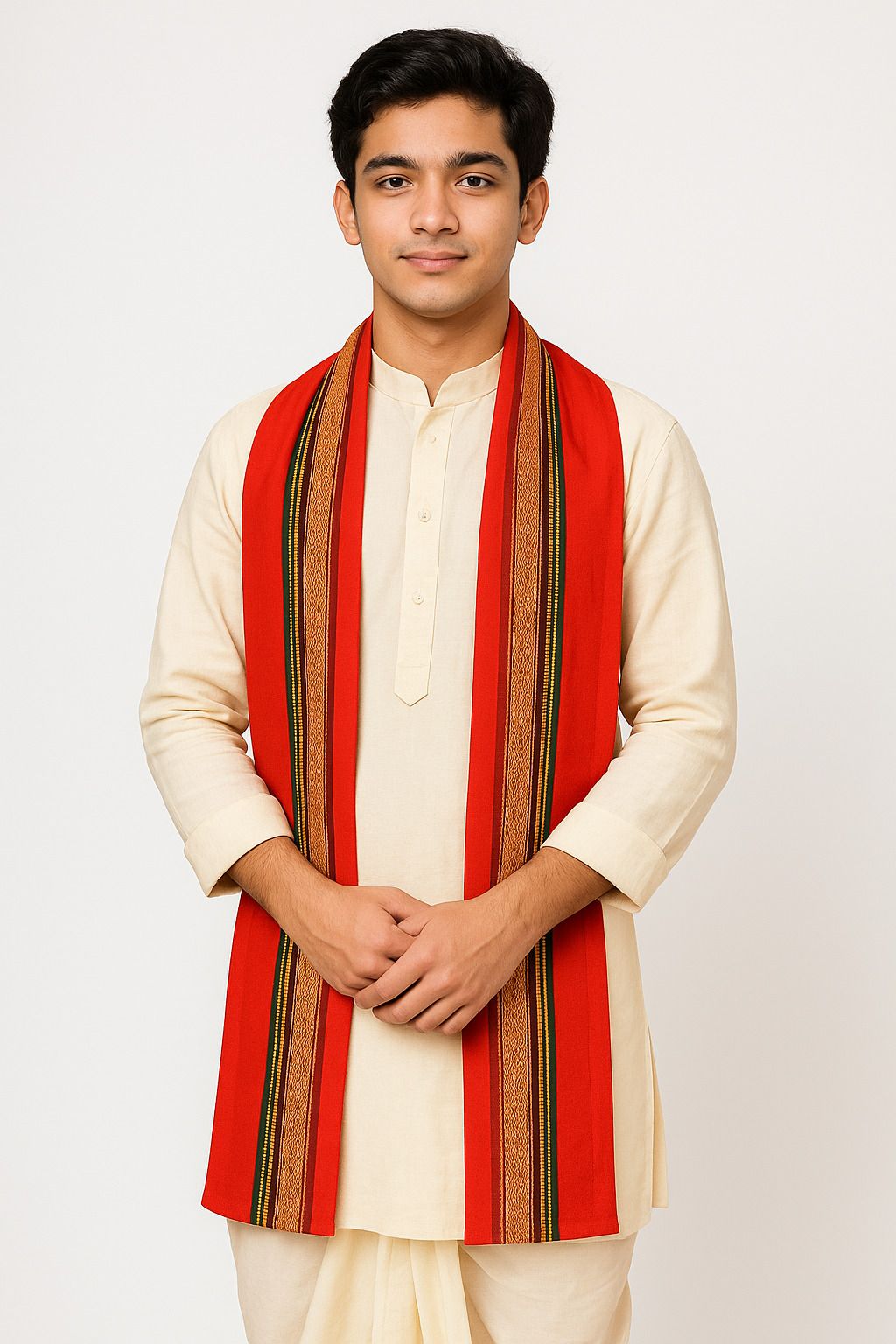 Printed Pure Cotton Men Orange Scarf-image-34