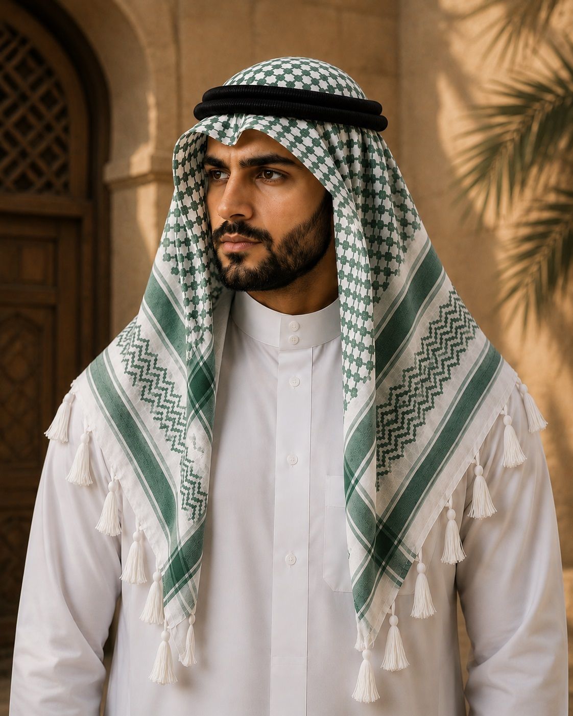 Printed Polycotton Men Green Scarf-image-49